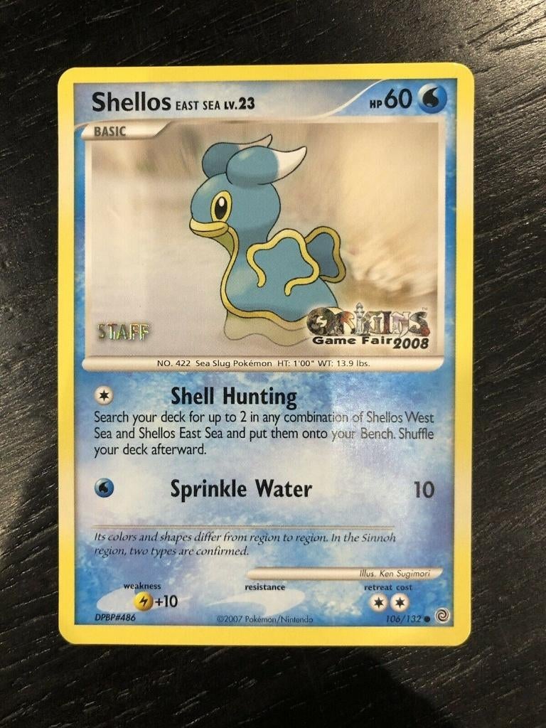 Pokemon promo shellos origins game fair 2008 staff, Ophalen of Verzenden, Zo goed als nieuw, Losse kaart, Foil
