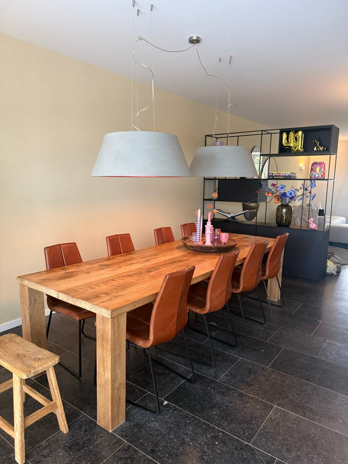 Robuuste eettafel van massief gebakken eikenhout, Huis en Inrichting, Ophalen, Eikenhout, 200 cm of meer, 50 tot 100 cm