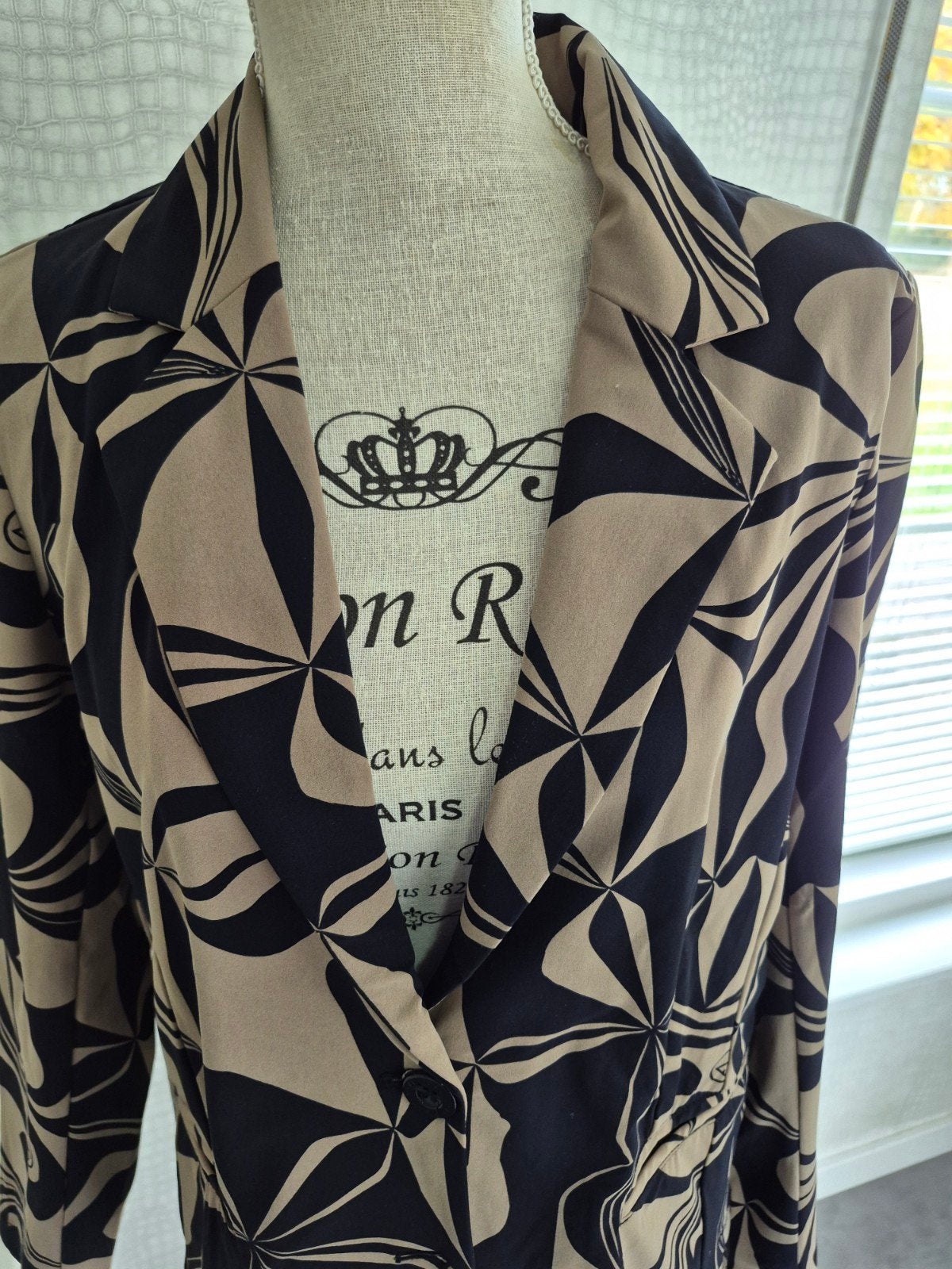 Zoso Blazer Suzan Beige Zwart Maat XL, Kleding | Dames, Beige, Maat 46/48 (XL) of groter, Ophalen of Verzenden, Zo goed als nieuw