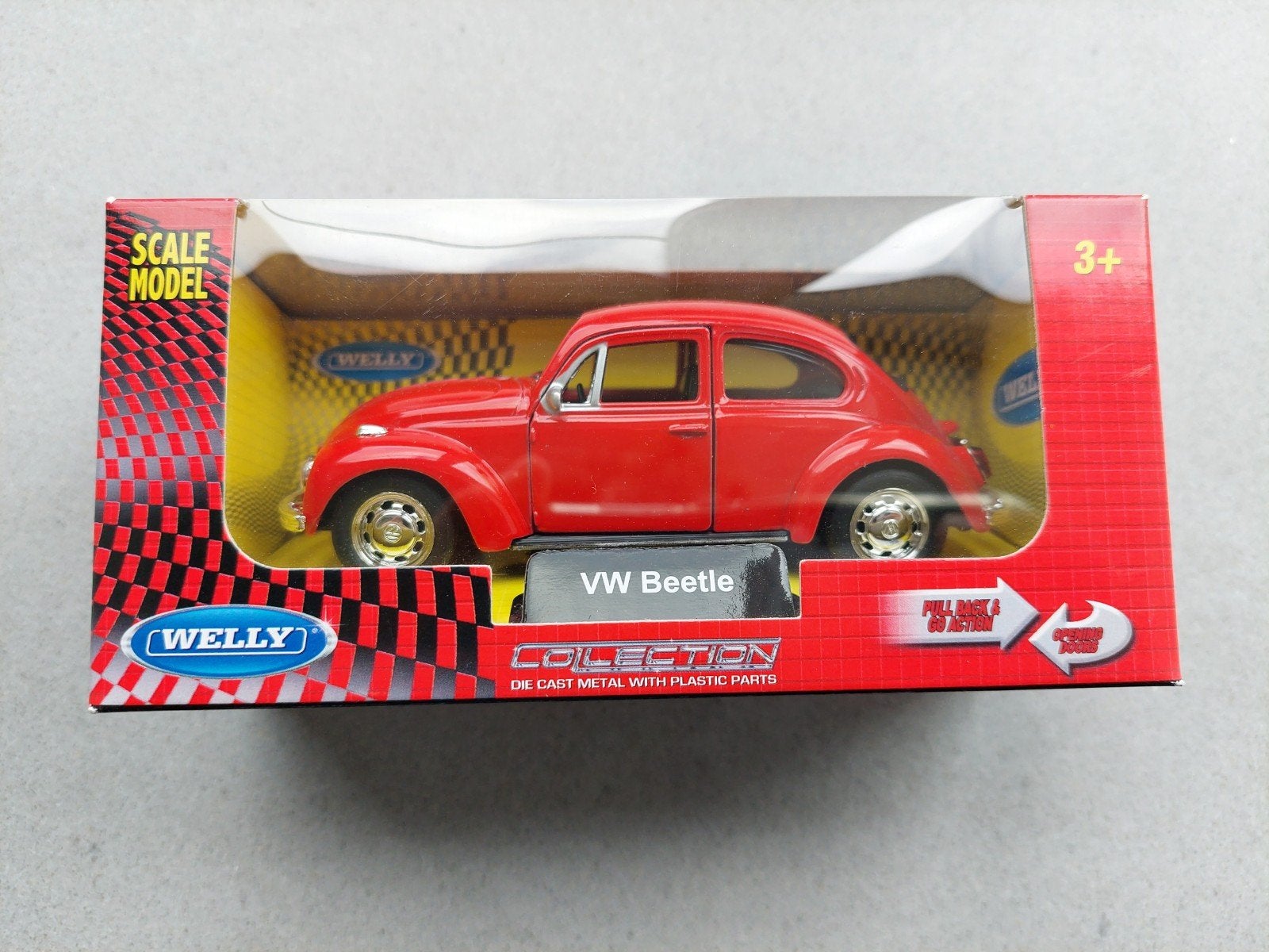 Welly VW Kever schaalmodel - Rood, Ophalen of Verzenden, Nieuw, Auto