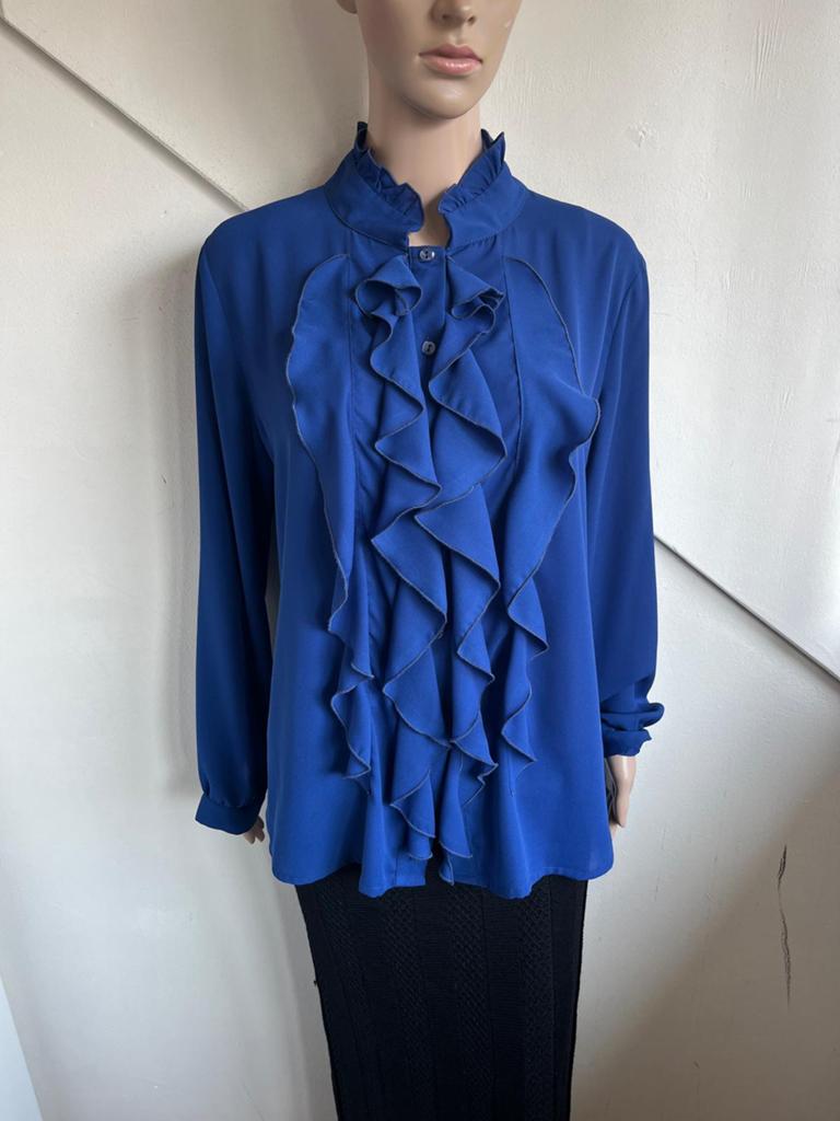 Only-M blouse maat 42 L blauw roezels, Ophalen of Verzenden, Zo goed als nieuw, Maat 42/44 (L), Blauw