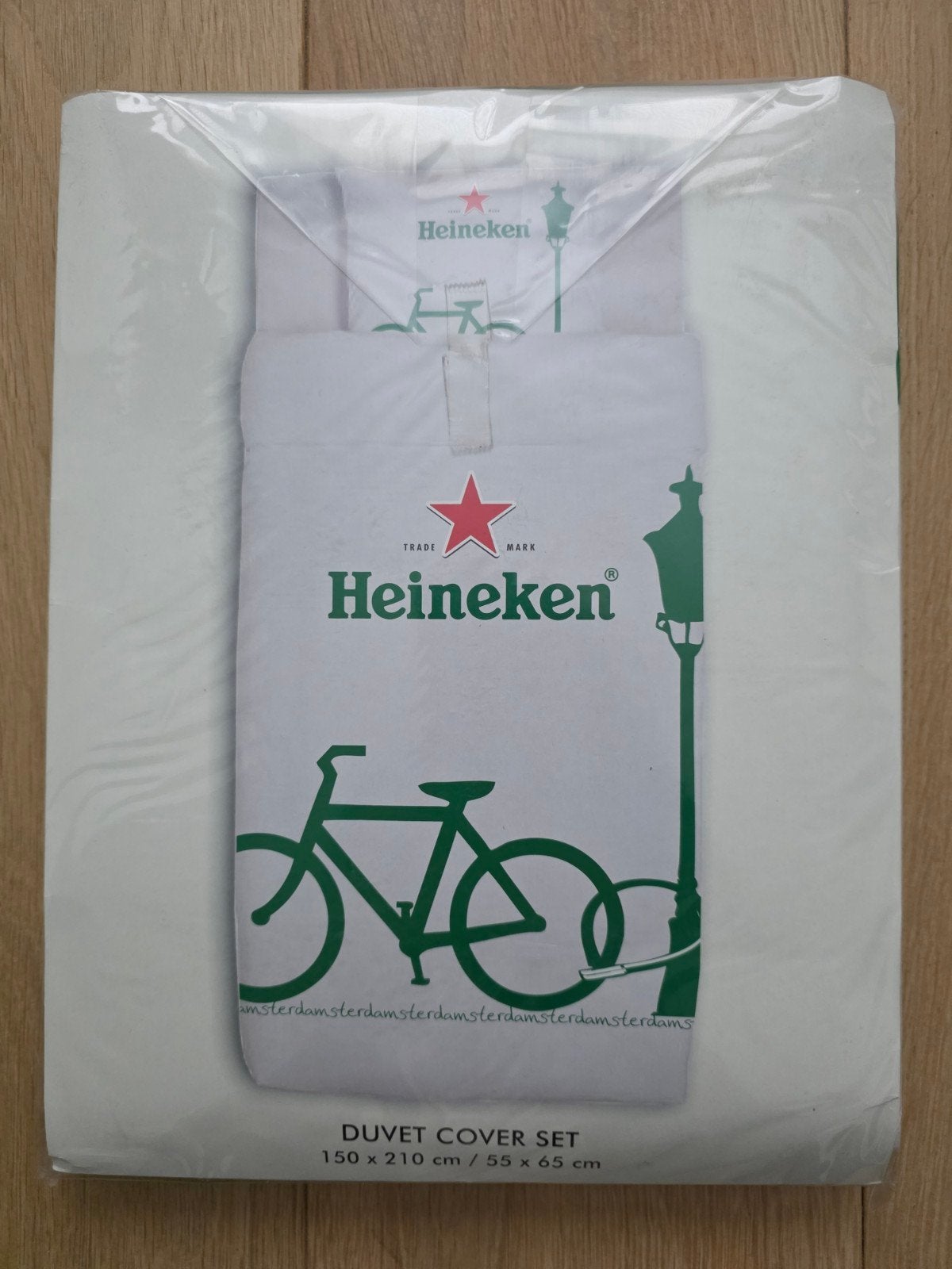 Heineken Dekbedovertrekset Amsterdam fiets 1-persoons nieuw, Eenpersoons, Wit, Dekbedovertrek, Nieuw