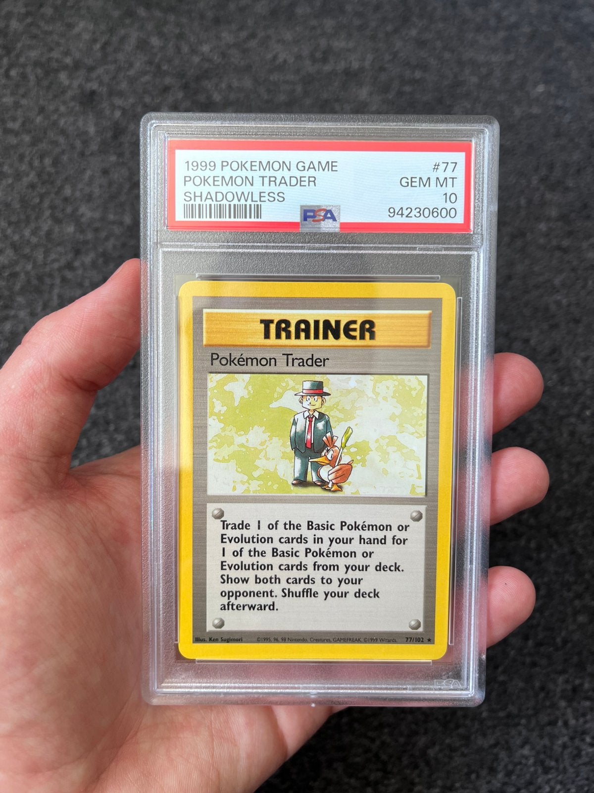 Pokémon PSA 10 Shadowless Pokemon Trader #77 Base set, Hobby en Vrije tijd, Verzamelkaartspellen | Pokémon, Ophalen of Verzenden