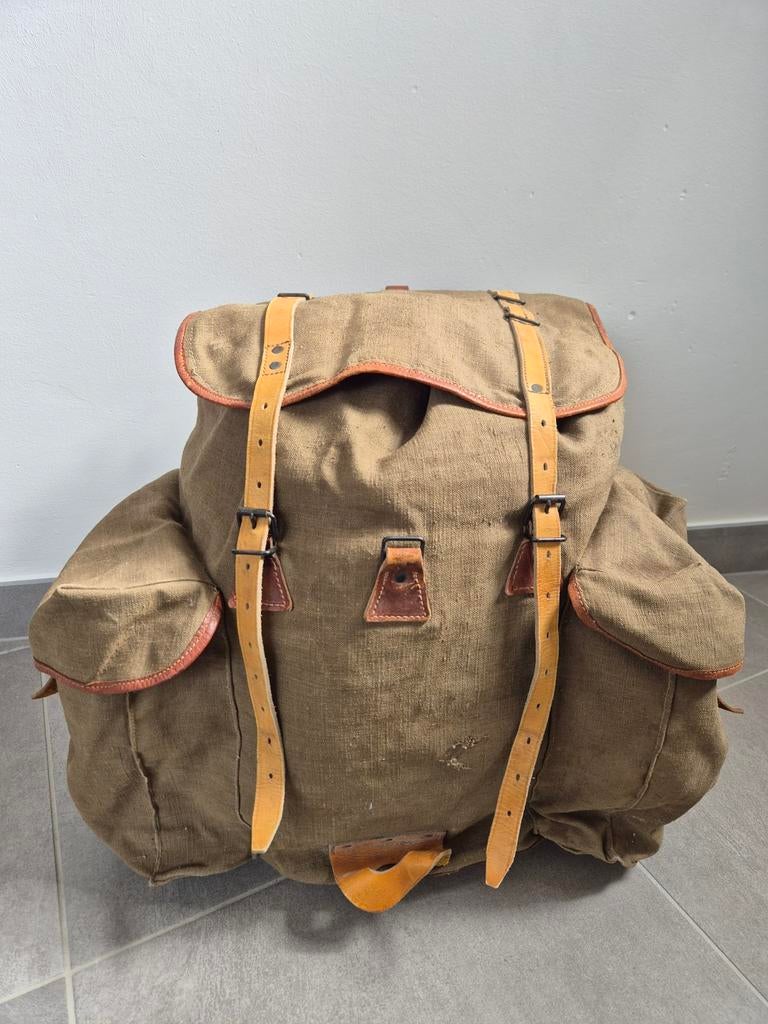 Franse vintage canvas militaire rugzak ´60ies, Ophalen of Verzenden, Landmacht, Overige gebieden