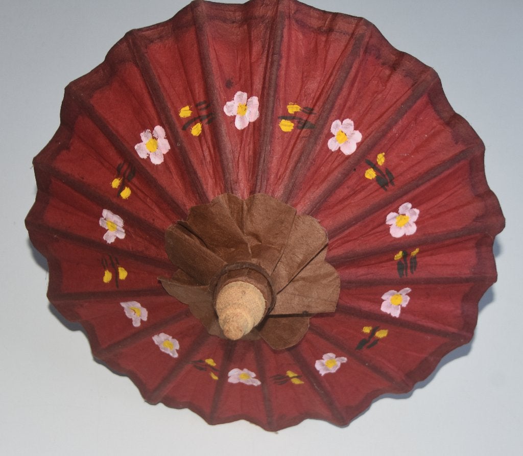 Handgemaakte Parasol Paraplu Birma Myanmar + bloemen, Antiek en Kunst, Verzenden