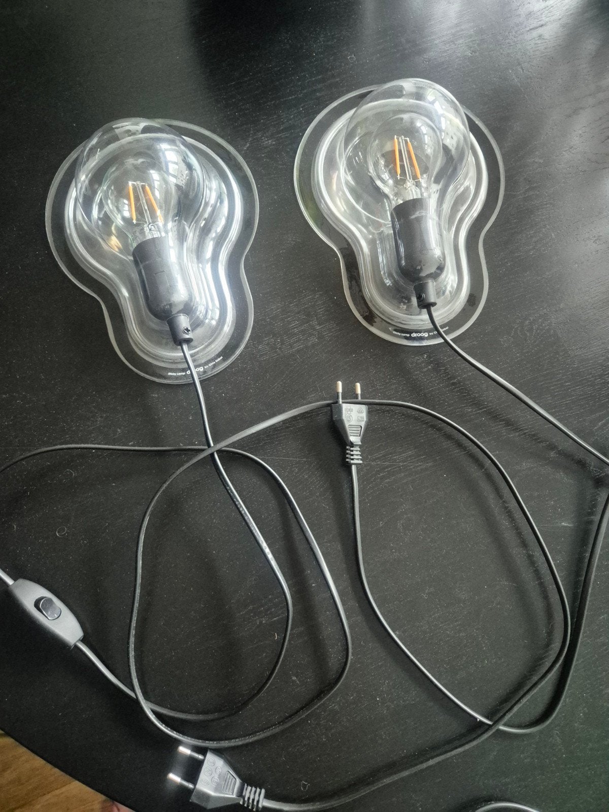 2x Droog Design Sticky Lamp – Chris Kabel – Dutch Design, Ophalen of Verzenden, Gebruikt, E27 (groot), Led-lamp