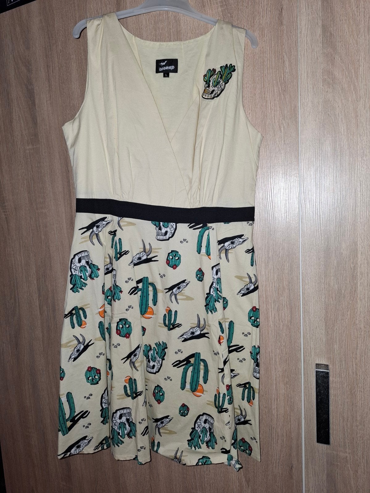 Banned jurk met cactus en schedelprint, maat L, Beige, Maat 42/44 (L), Ophalen of Verzenden, Zo goed als nieuw