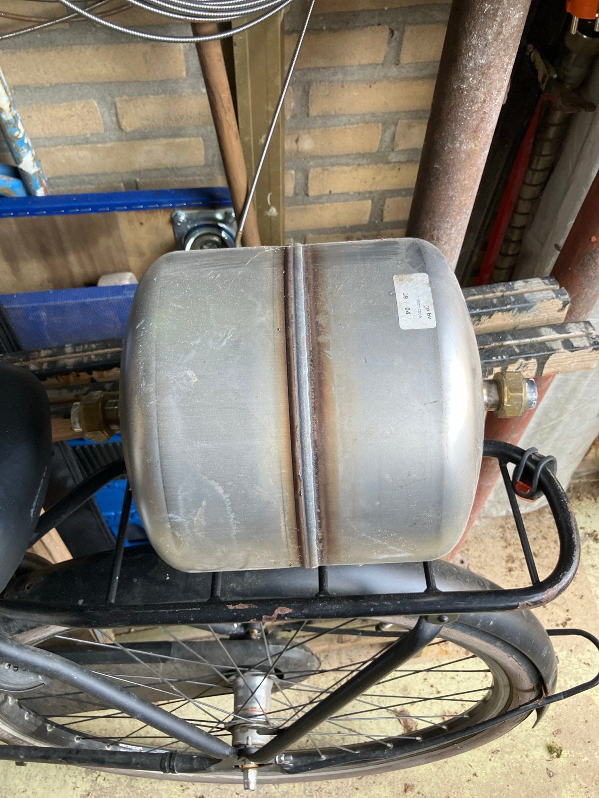 RVS Buffertank 10 liter met 2x 22mm knelkoppeling, Doe-het-zelf en Verbouw, Geisers en Boilers, Gebruikt, Ophalen