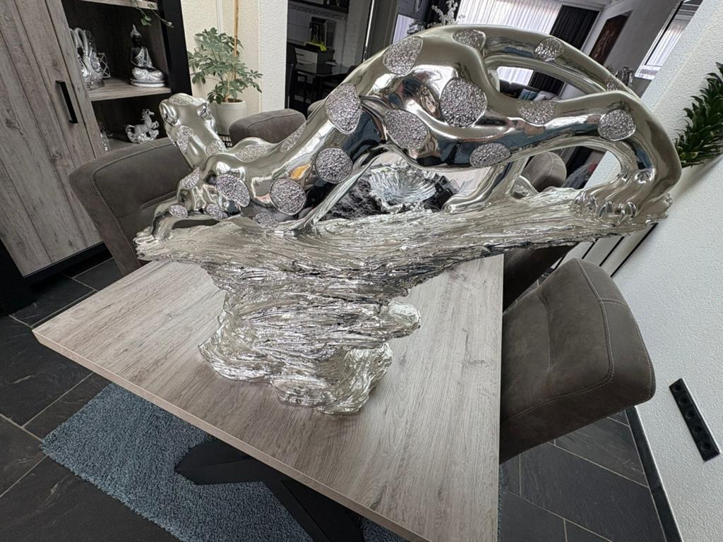 Zilveren panter beeld groot   luxe decoratie, Ophalen, Zo goed als nieuw