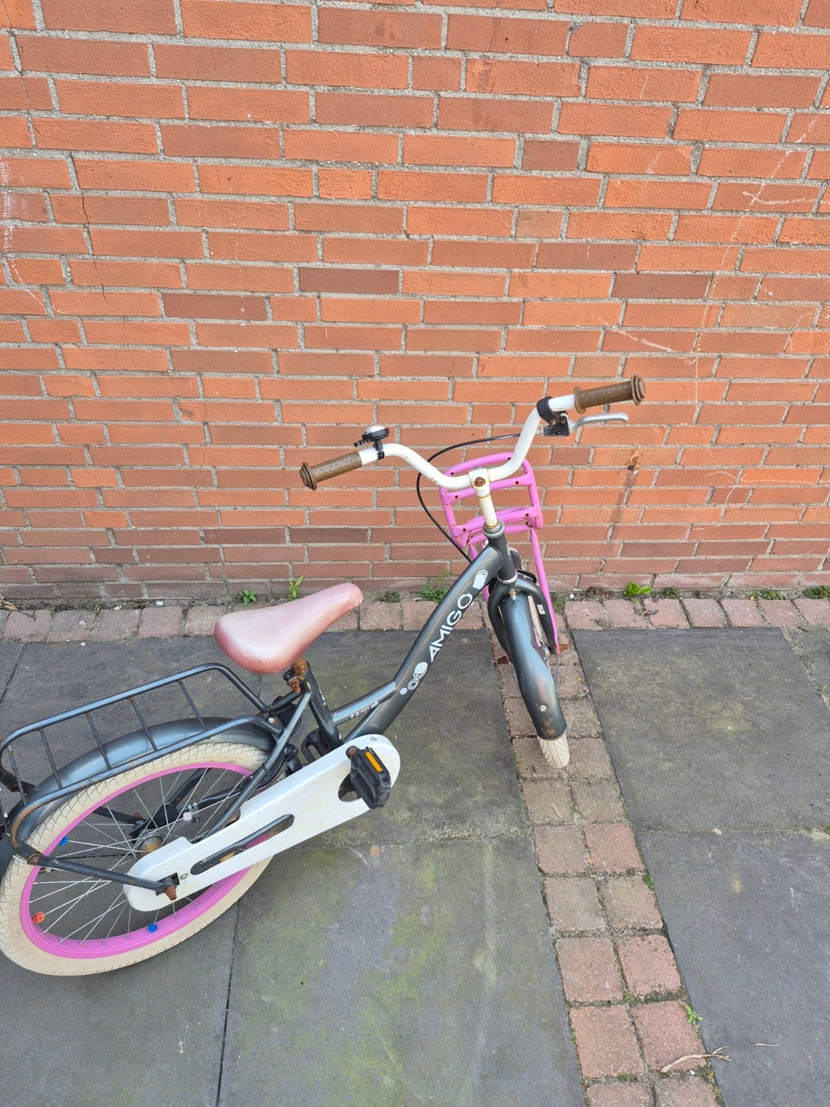 Amigo Meisjesfiets 20 inch - Roze/Grijs, Terugtraprem, Gebruikt, Ophalen of Verzenden, 20 inch