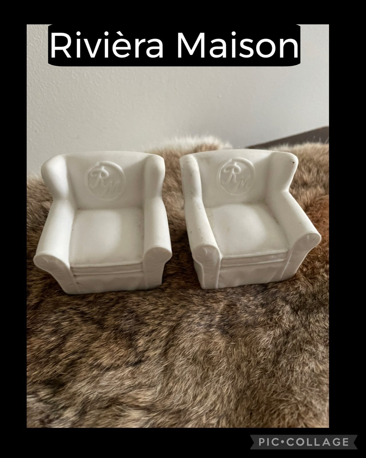 Rivièra Maison Mini Fauteuils - Decoratie Set van 2, Ophalen of Verzenden, Wit, Steen/keramiek, Klassiek