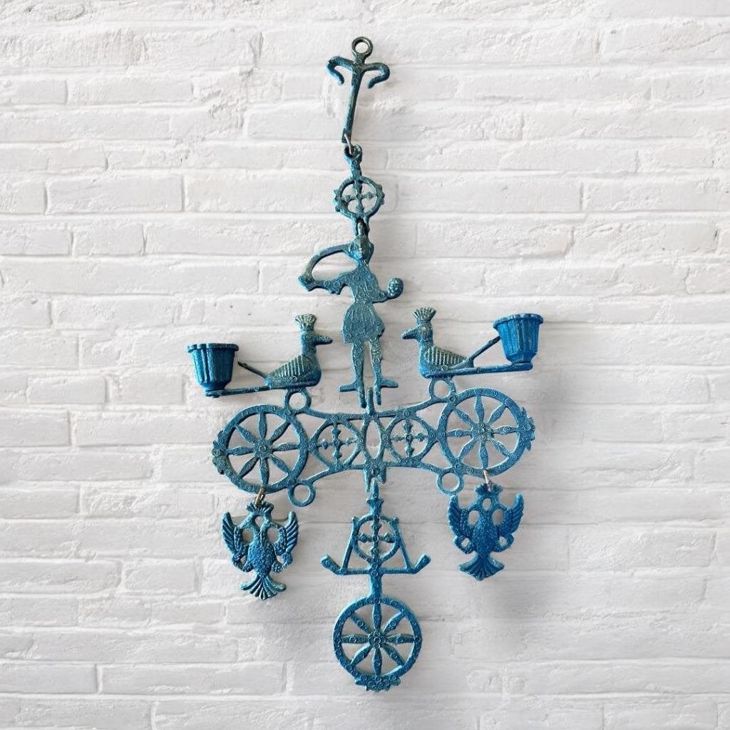 Zeldzame Vintage Gotische Hang-kandelaar - Byzantijns Kruis, Ophalen of Verzenden