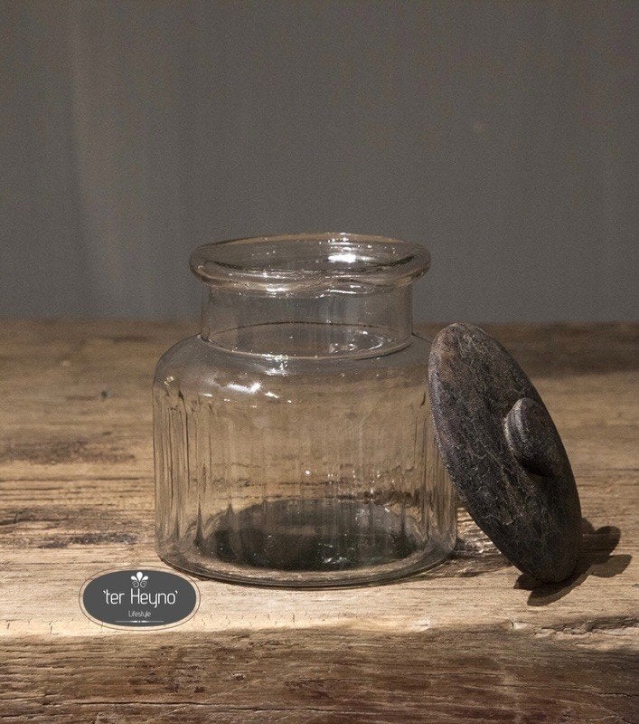 Glazen voorraadpot S pot deksel glas stoer sober landelijk, Verzenden, Nieuw, Glas, Landelijk