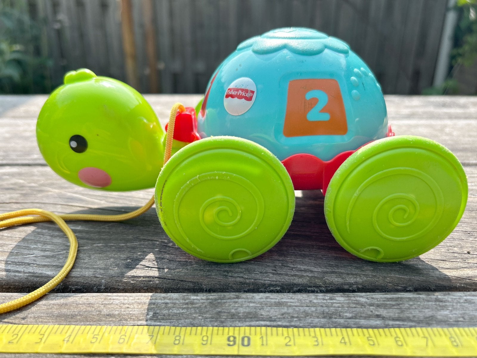 Fisher-Price Duwschildpad met geleui en cijfers, Ophalen of Verzenden, Gebruikt, Duw- of Trekspeelgoed, Met geluid