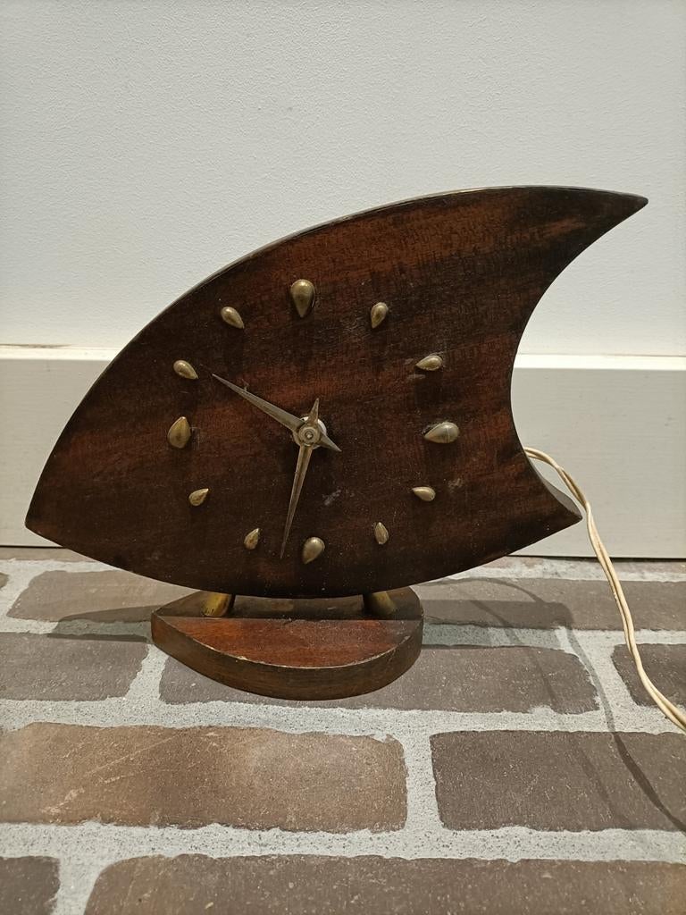 Goedwerkende Retro houten palmtag klok. Vintage., Ophalen