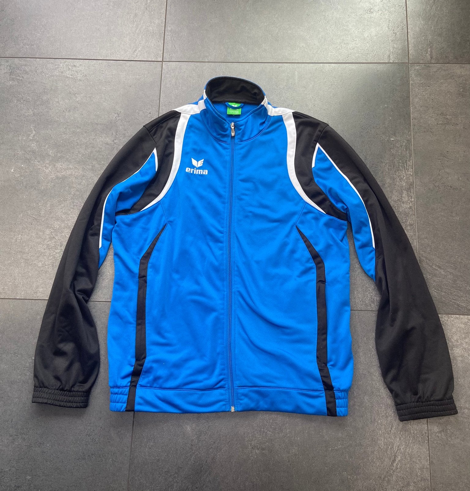 Trainingsjas Erima mt 40/42, Blauw, Overige maten, Ophalen of Verzenden, Voetbal