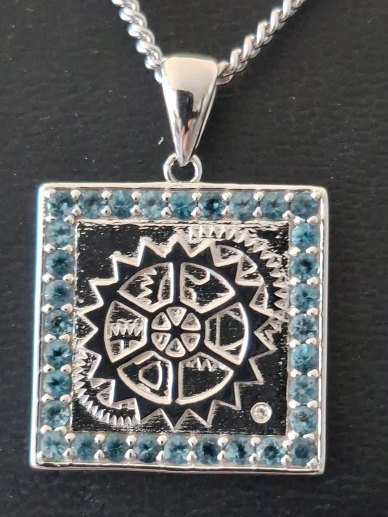 Heren ketting zilver topaas en diamantjes, Ophalen of Verzenden, Overige kleuren