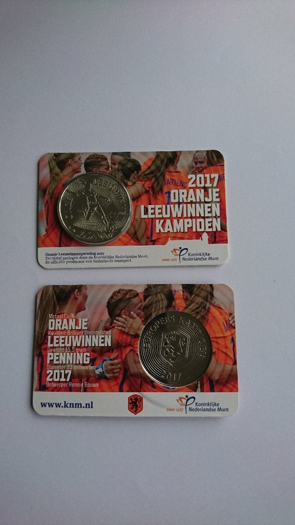 Oranje Leeuwinnen Penning 2017 in Coincard, Verzenden, Overige materialen, Nederland