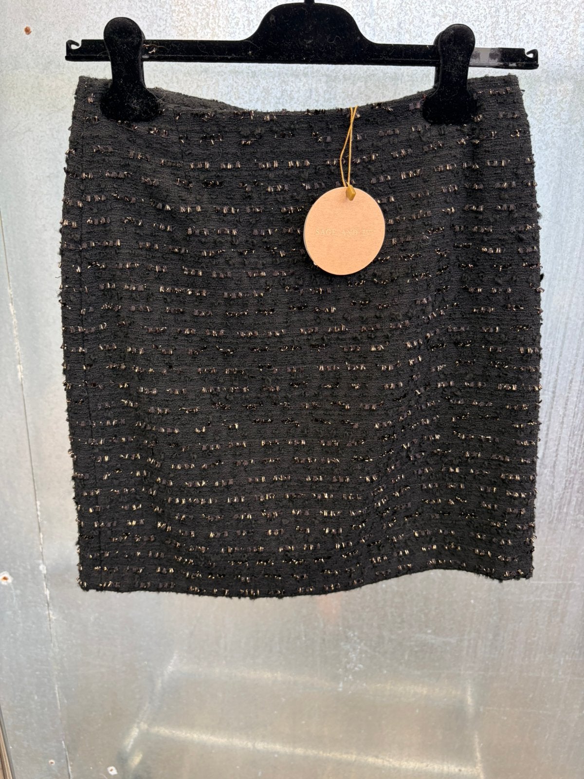 €380 Rachel skirt 36 Sage and ivy rok zwart tweed bouclé, Kleding | Dames, Rokken, Zwart, Ophalen of Verzenden, Zo goed als nieuw