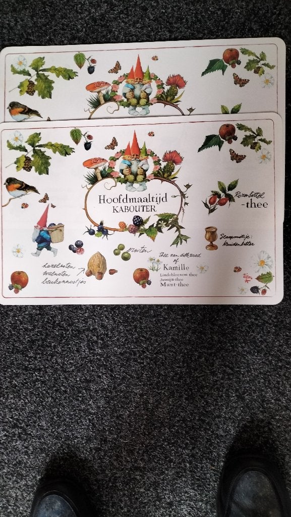 2 Place mats Rienpoortvliet Hoofdmaaltijd Kabouters, Nieuw, Ophalen of Verzenden, Glas, Bord(en)