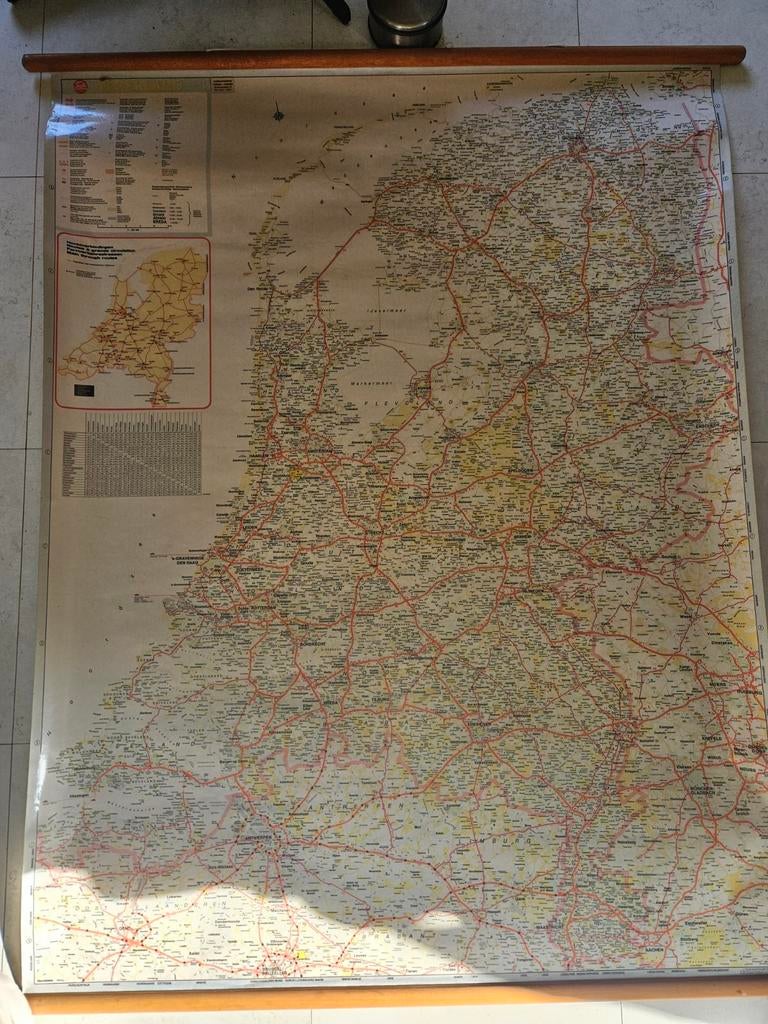Grote Falk wegenkaart Nederland op rol, Gelezen, Landkaart, 1800 tot 2000, Nederland