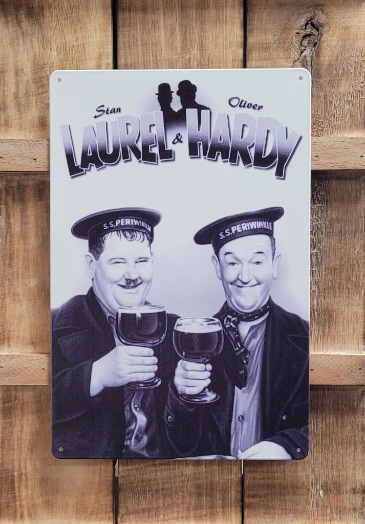 Laurel and Hardy staand reclamebord van metaal wandbord deco, Info@deconoord.nl, Deco Noord, Nieuw, Ophalen of Verzenden