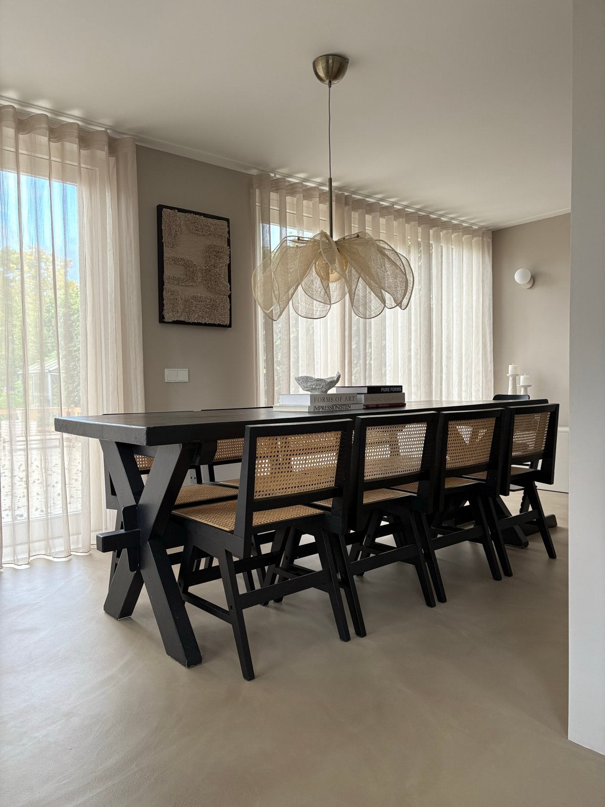 Robuuste Eetkamertafel Zwart Hout - 240x78x80 cm, Ophalen, Gebruikt, 200 cm of meer, 50 tot 100 cm