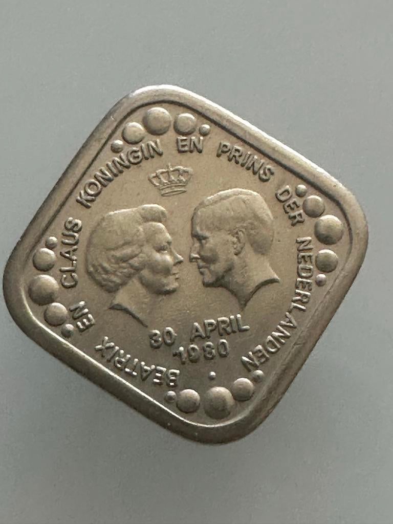Beatrix en Claus 30 april 1980 herdenkingsmunt, Postzegels en Munten, Ophalen of Verzenden, Koningin Beatrix, Overige waardes