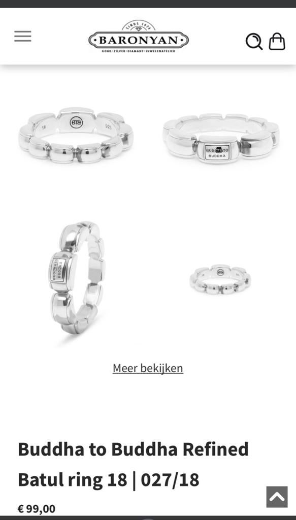 Buddha to Buddha ring, 18 tot 19, Ophalen of Verzenden, Zo goed als nieuw, Dame of Heer