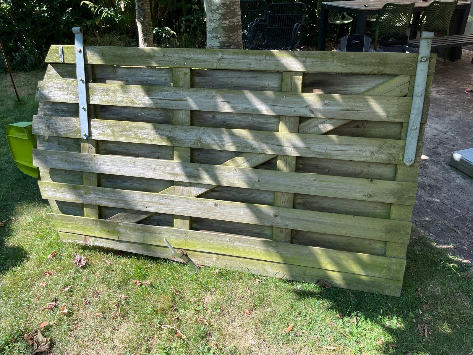 Hilhout Tuindeur - 96-98 cm breed (ingekort) , 178 cm hoog, Ophalen, Gebruikt, Hout, Tuinhek