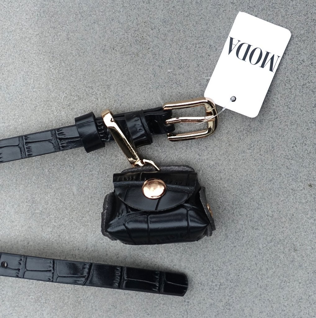smalle damesriem met mini tasje LF-9985 / 110 x 1,3 cm nieuw, Minder dan 3 cm, 100 cm of meer, Zwart, Nieuw