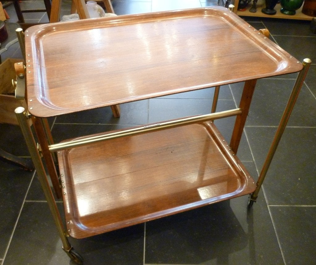 Opvouwbare vintage serveer trolley jaren 60/70 uit Frankrijk, 45 tot 60 cm, Vintage, Ophalen of Verzenden, Zo goed als nieuw