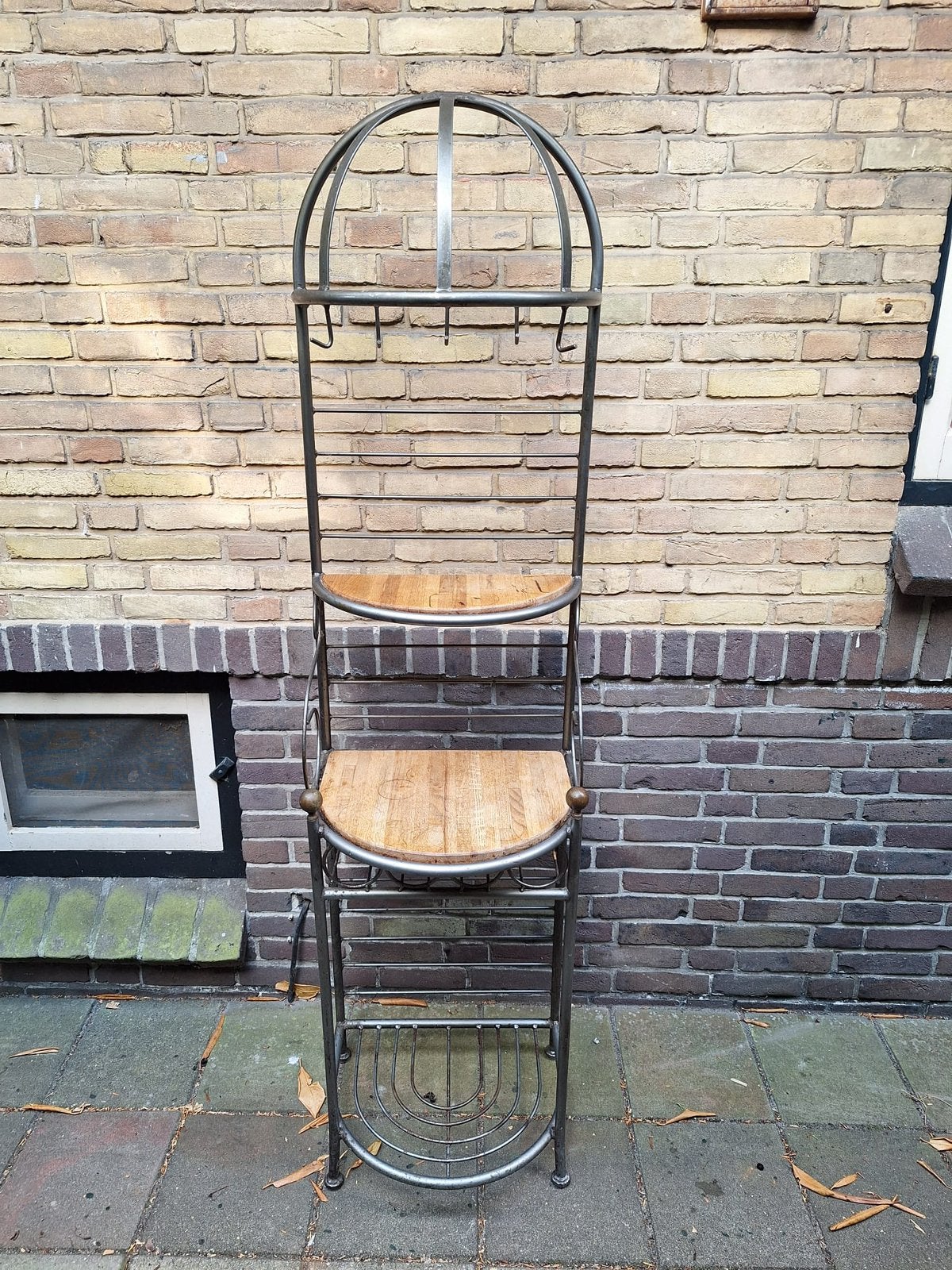Vintage metalen keukenrek / bakkersrek met houten bladen, Ophalen