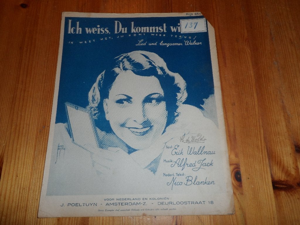 Ich weiss du kommst wieder - alfred jack / erik wallnau, Zang, Gebruikt, Ophalen of Verzenden, Artiest of Componist