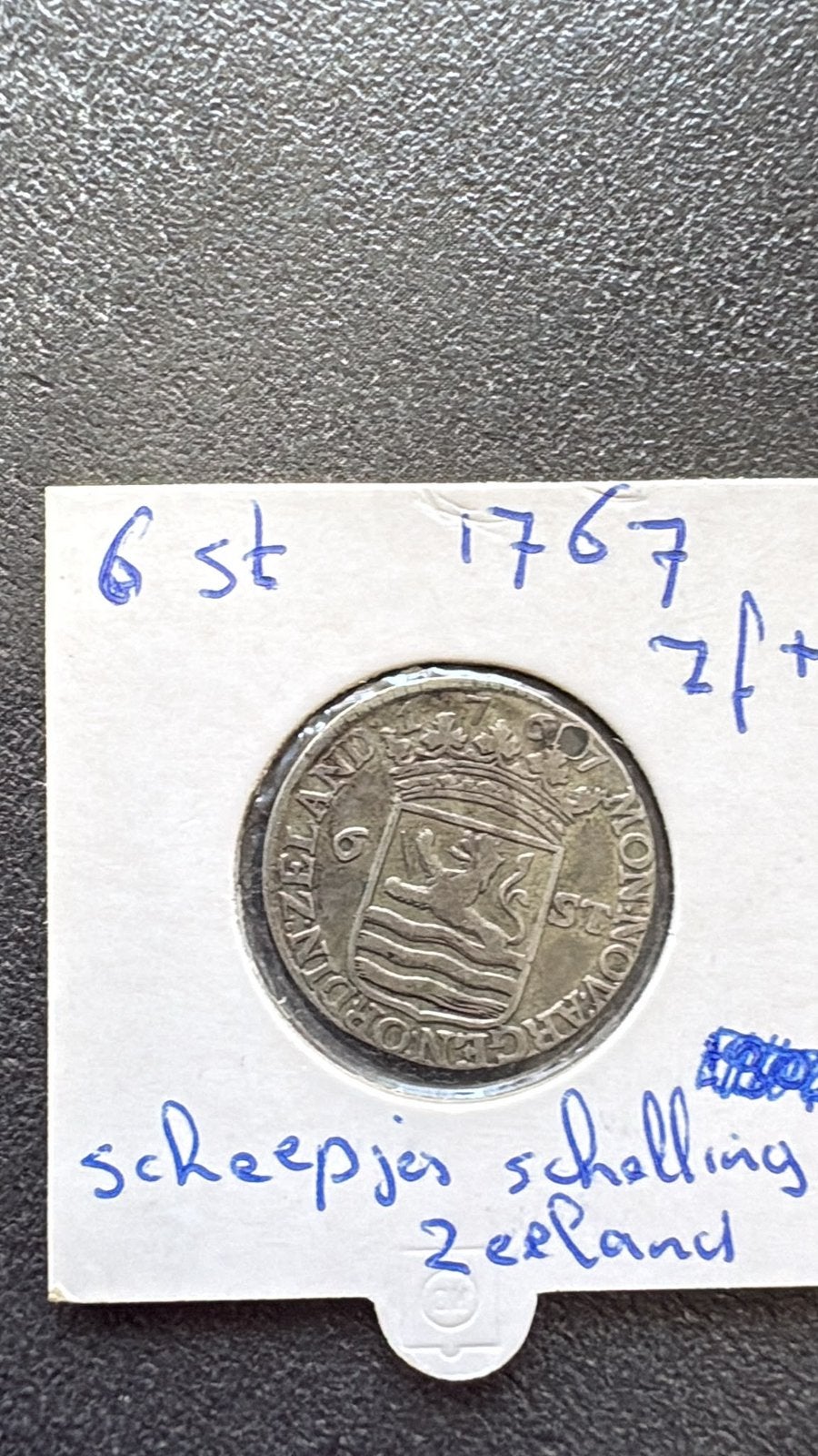 6 stuivers scheepjes schelling 1767 Zeeland, Postzegels en Munten, Ophalen of Verzenden, Vóór koninkrijk, Overige waardes