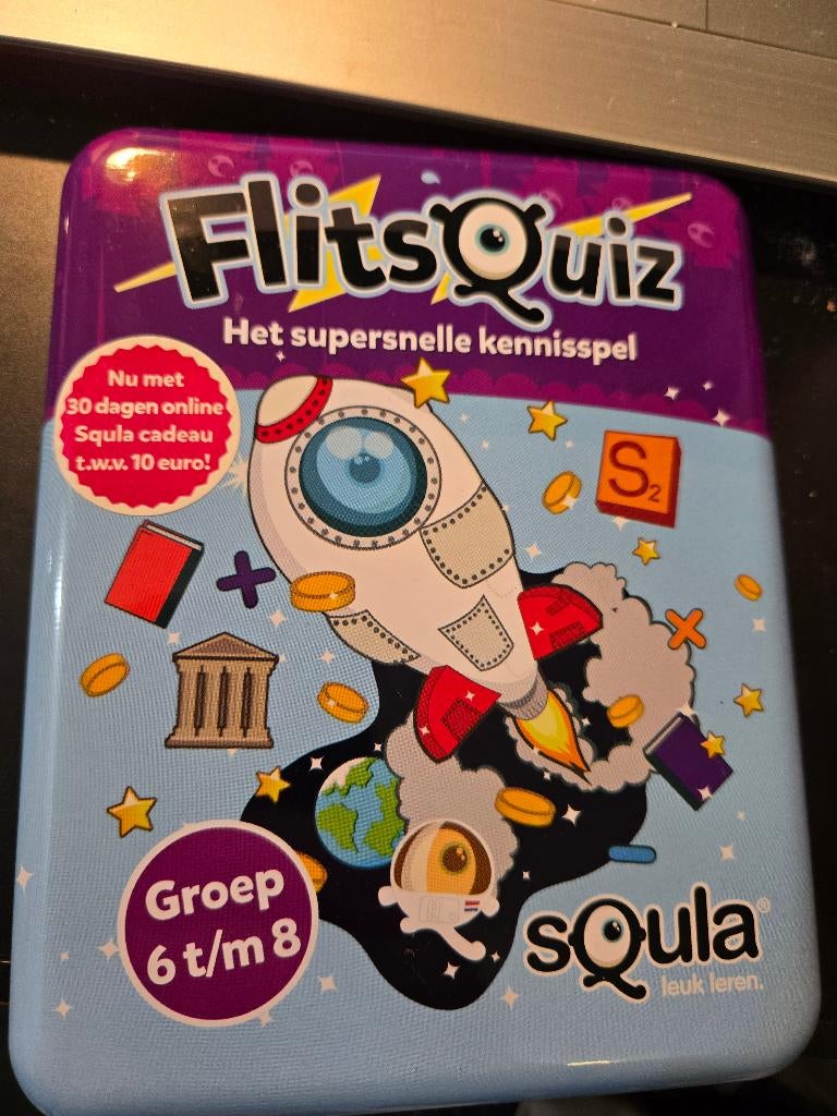 Squla FlitsQuiz, een razendsnel kaartspel, Drie of vier spelers, Ophalen, Nieuw, Squla
