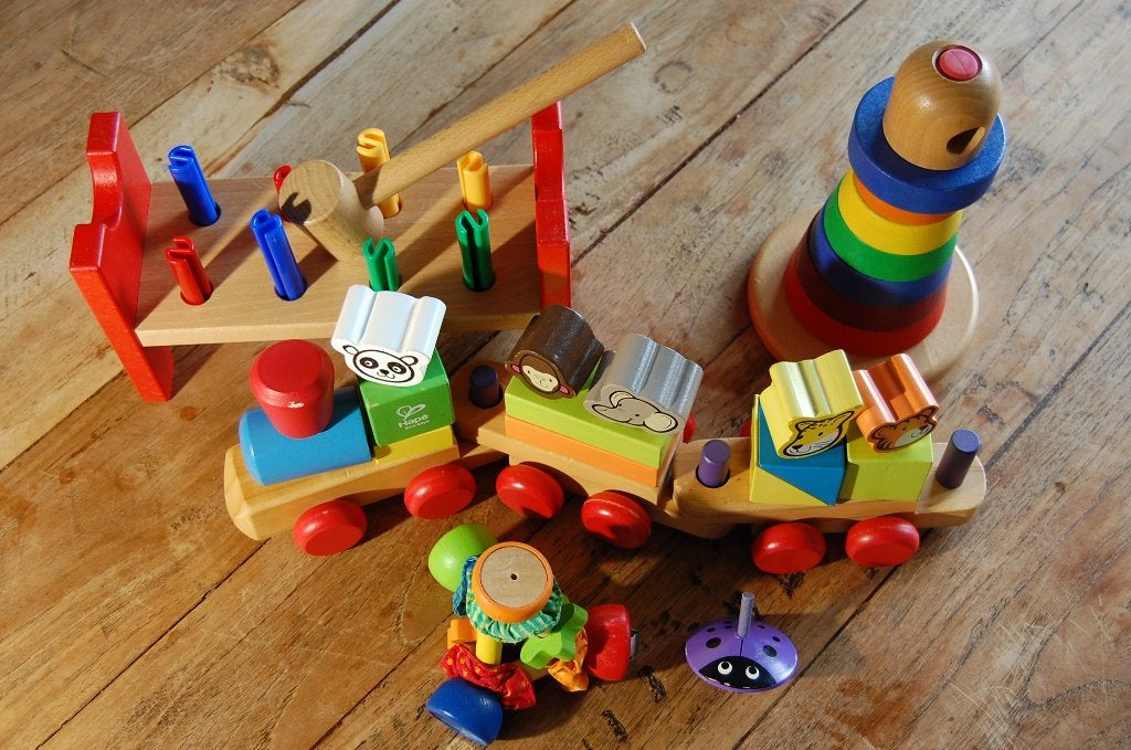 Prachtig Houten Speelgoed Pakket - Trein, Stapel(vuur)toren, Ophalen of Verzenden, Gebruikt, Overige typen