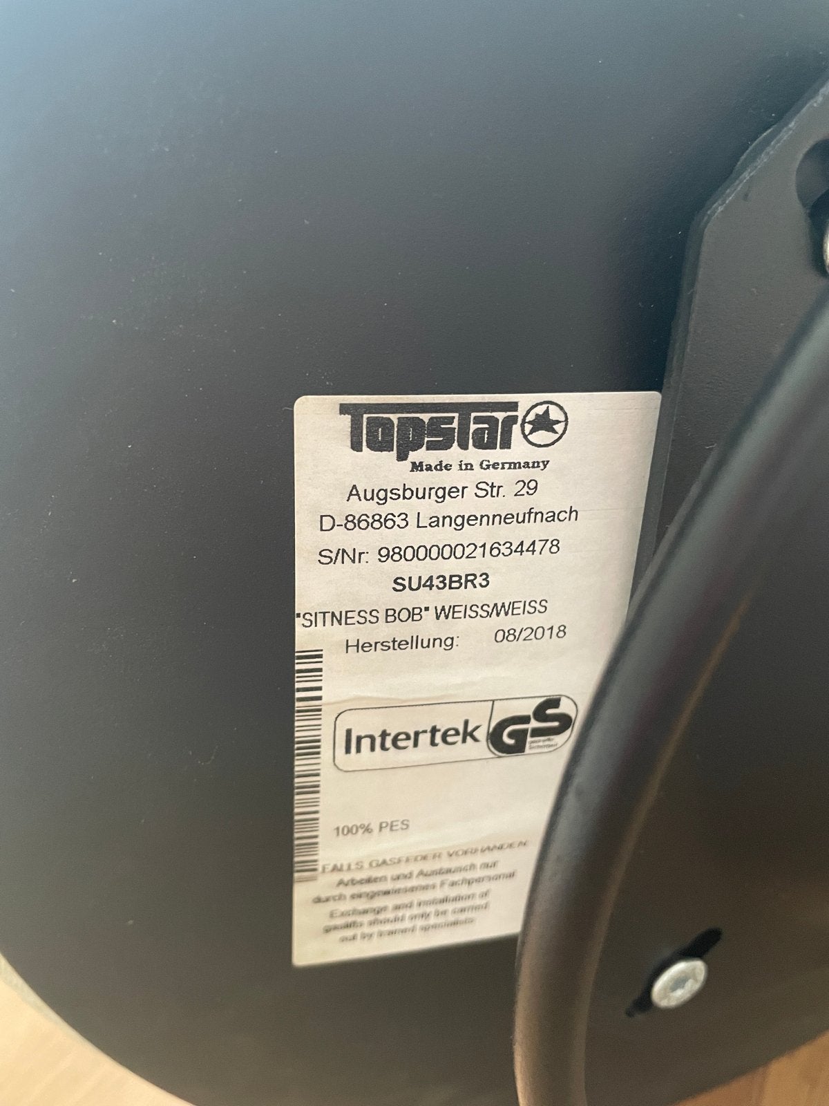 Topstar Sitness Bob ergonomische kruk - wit/grijs, Huis en Inrichting, Ophalen, Wit, Zo goed als nieuw, Eén