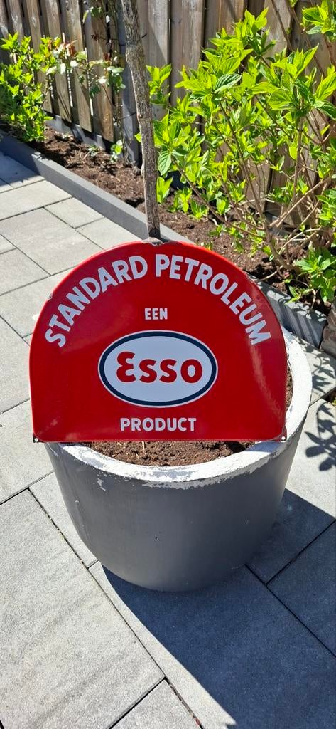 Oud emaille reclamebord Esso - Standard Petroleum, Ophalen of Verzenden, Gebruikt, Reclamebord