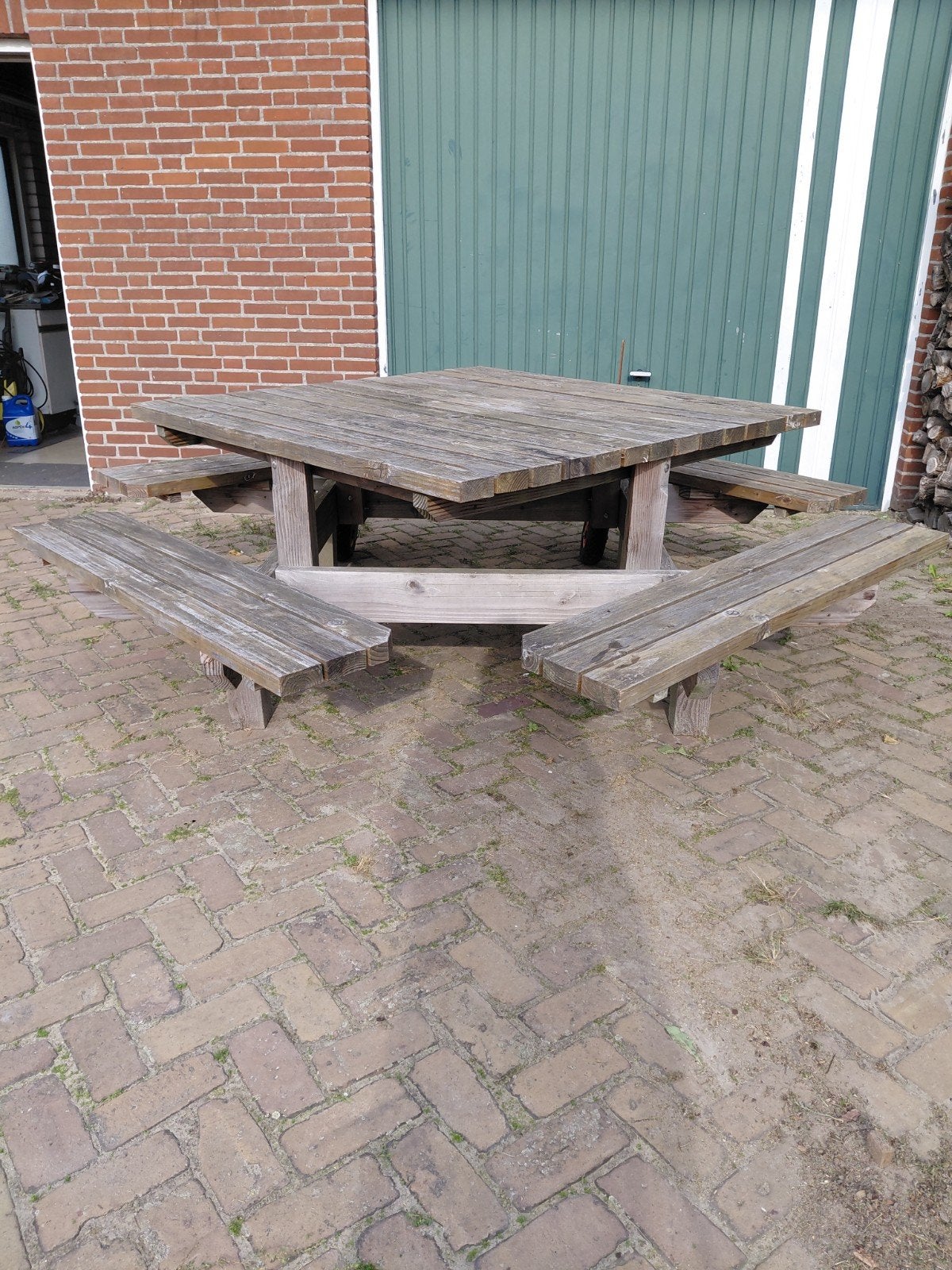 Houten Picknicktafel 8 Personen, Ophalen, Zo goed als nieuw, Rechthoekig, Hout
