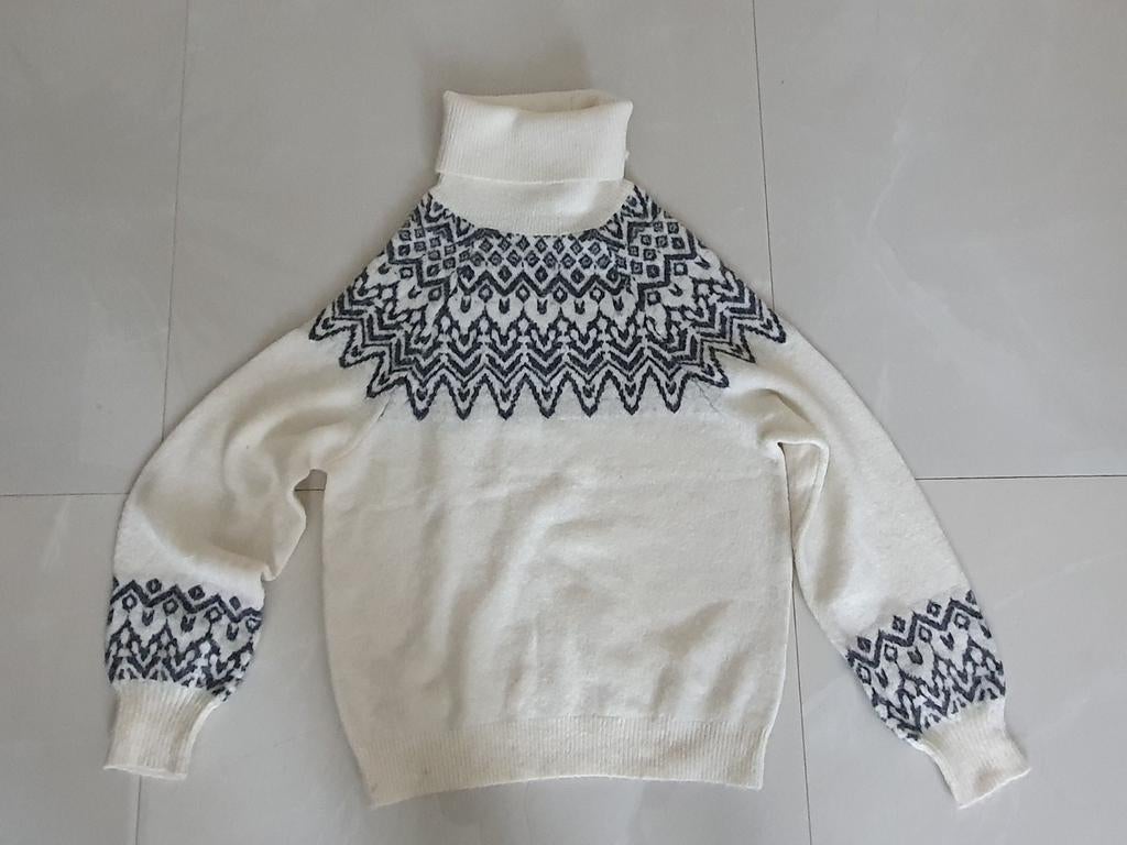 AMISU Gebreide Trui met Patroon - Maat XS, Beige, Ophalen of Verzenden, Zo goed als nieuw, Maat 34 (XS) of kleiner