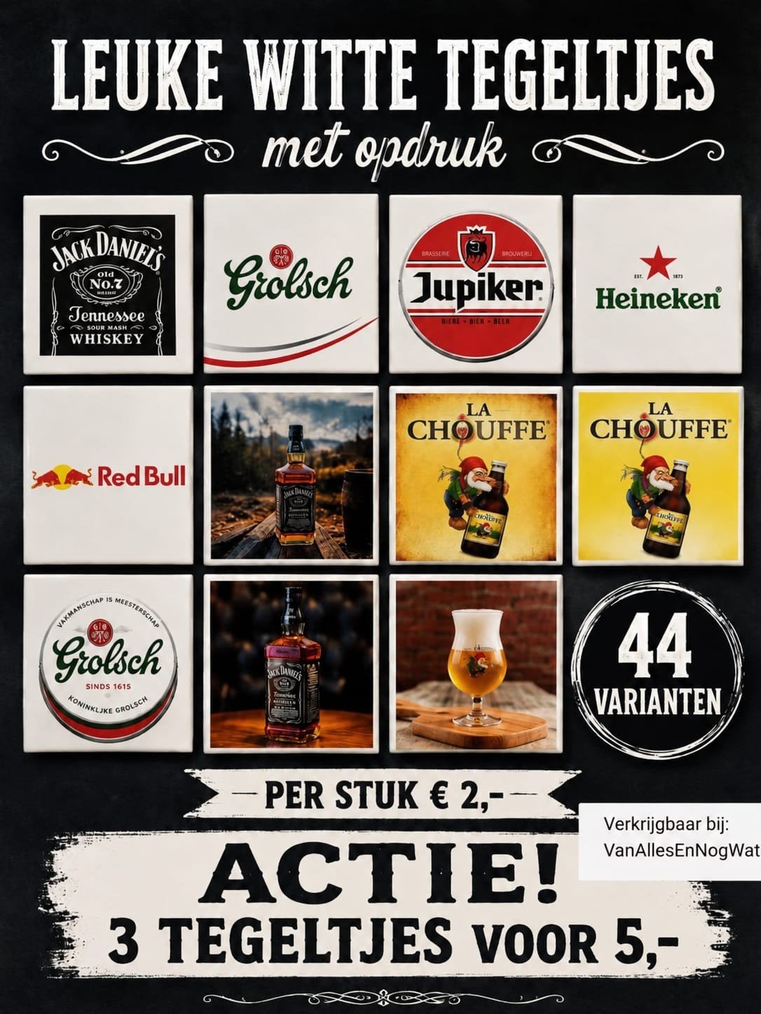 Leuke witte tegeltjes met opdruk - 44 varianten!, Ophalen