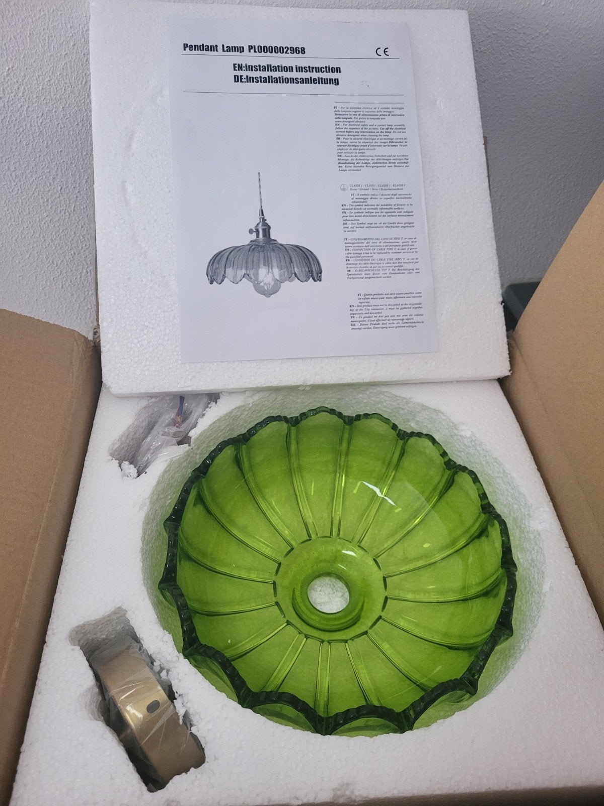 Nieuwe vintagelook Groene Glazen Hanglamp, Modern, Vintage, Nieuw, Glas, E27 (groot)