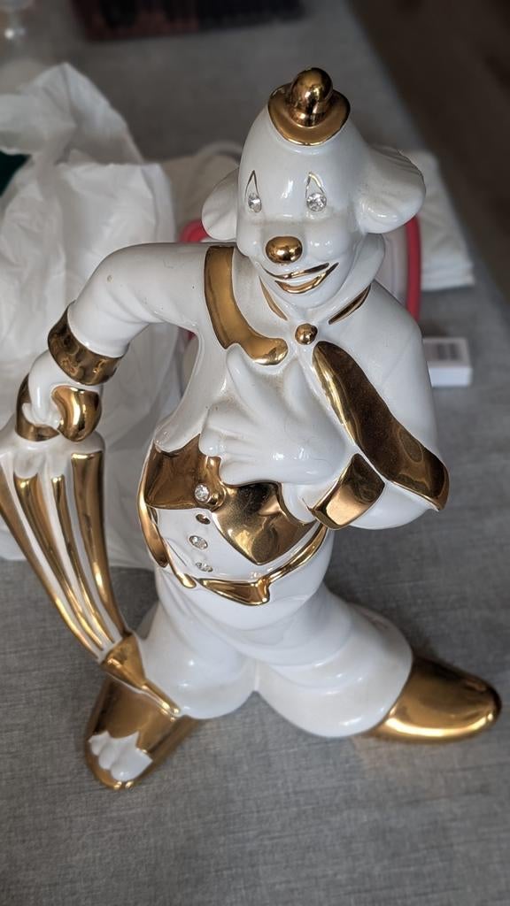 Bastiani Porseleinen Clown Beeldje Wit Goud, Ophalen