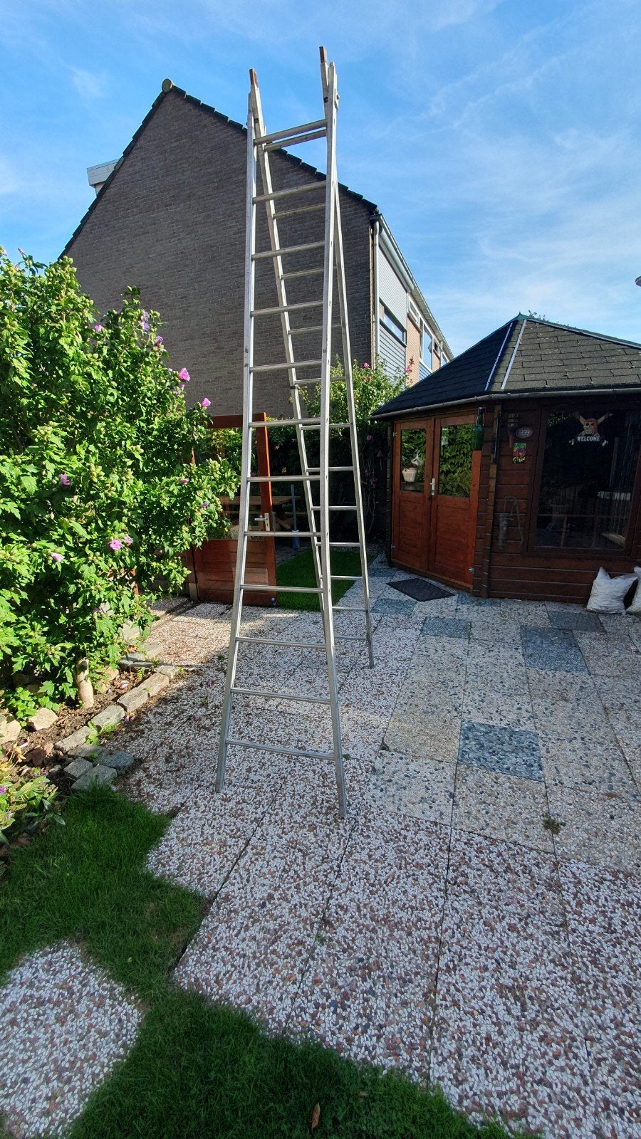aluminium schuifladder, Ophalen of Verzenden, Gebruikt, Overige typen, 5 meter of hoger