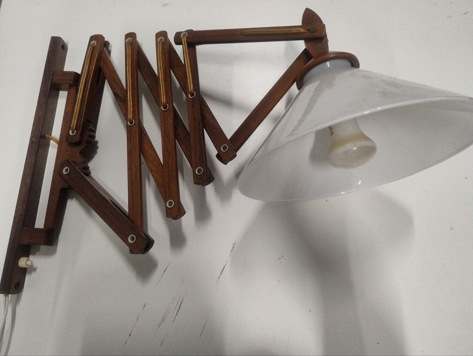 Vintage Teakhouten Schaarlamp Jaren '60 - T.J.W. Zweers, Antiek en Kunst, Antiek | Lampen, Ophalen of Verzenden