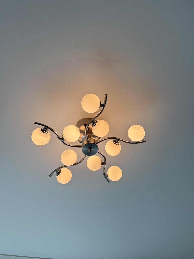 Plafondlamp, Ophalen, Inclusief lichtbron, Wit, Plafondlamp