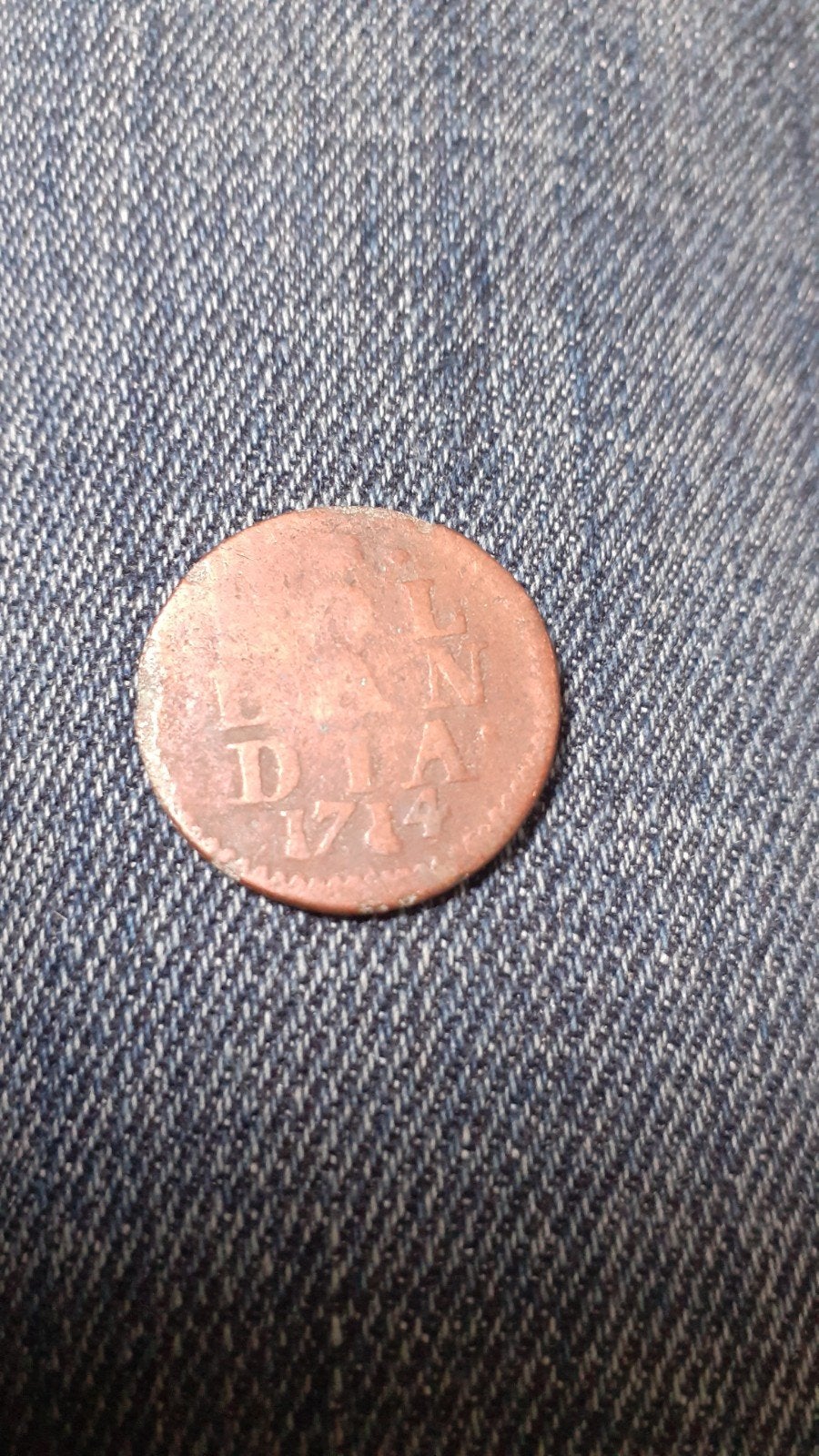 Duit 1714 hollandia- Slechte Kwaliteit, Verzenden, Vóór koninkrijk, Overige waardes, Losse munt