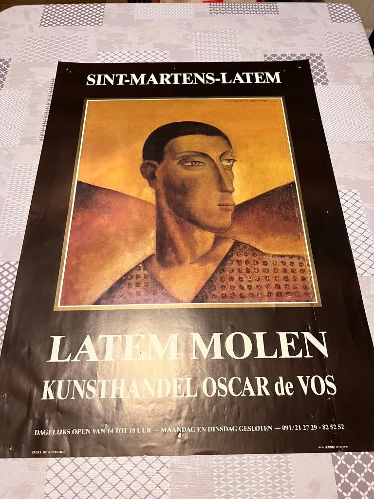 Vintage Poster Sint-Martens-Latem, Latem Molen Kunsthandel O, Deurposter of groter, Ophalen of Verzenden, Reclame, Rechthoekig Staand