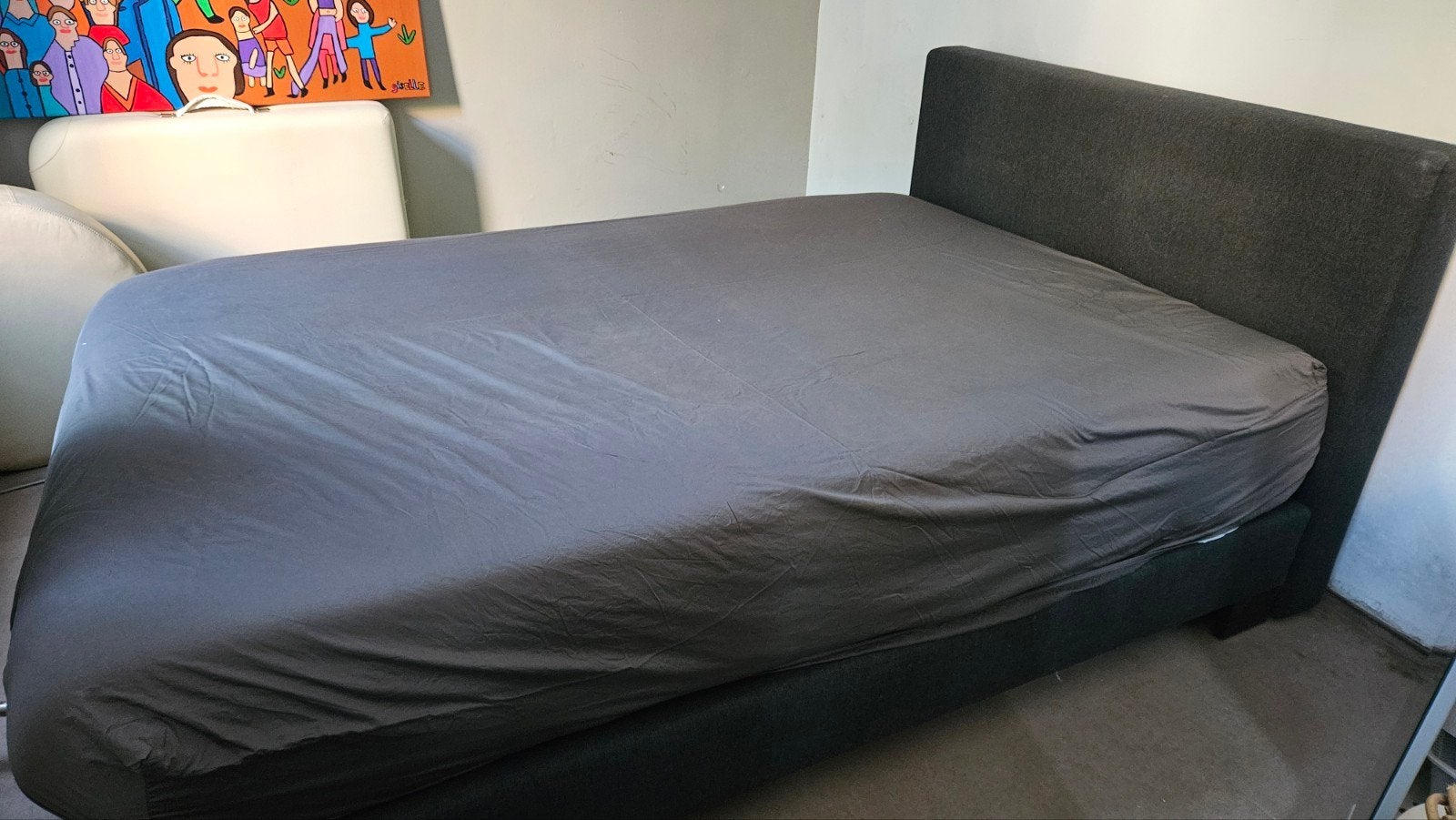 Boxspring bed 140x210 cm met matras en hoofdbord, Ophalen, Gebruikt, 210 cm, Tweepersoons